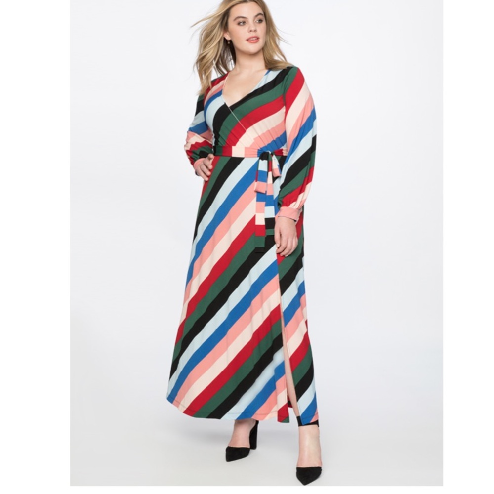 Eloquii Stripe Long-Sleeve Maxi Dress